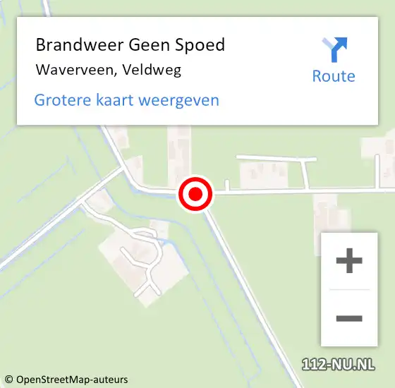 Locatie op kaart van de 112 melding: Brandweer Geen Spoed Naar Waverveen, Veldweg op 8 augustus 2018 01:52