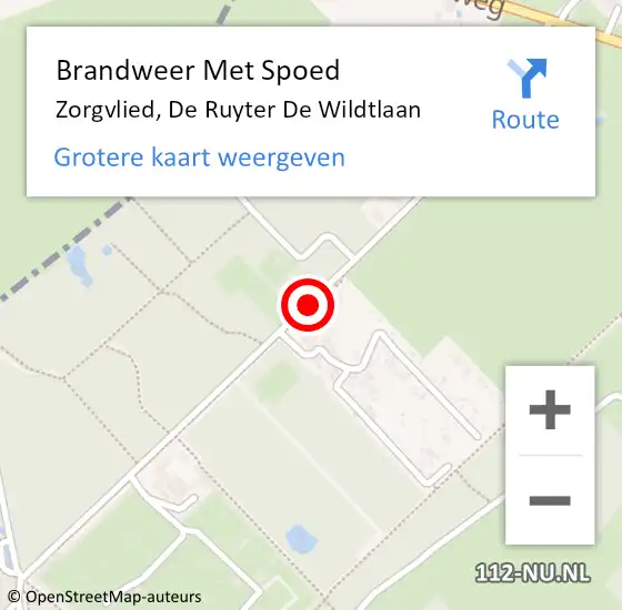 Locatie op kaart van de 112 melding: Brandweer Met Spoed Naar Zorgvlied, De Ruyter De Wildtlaan op 8 augustus 2018 02:38