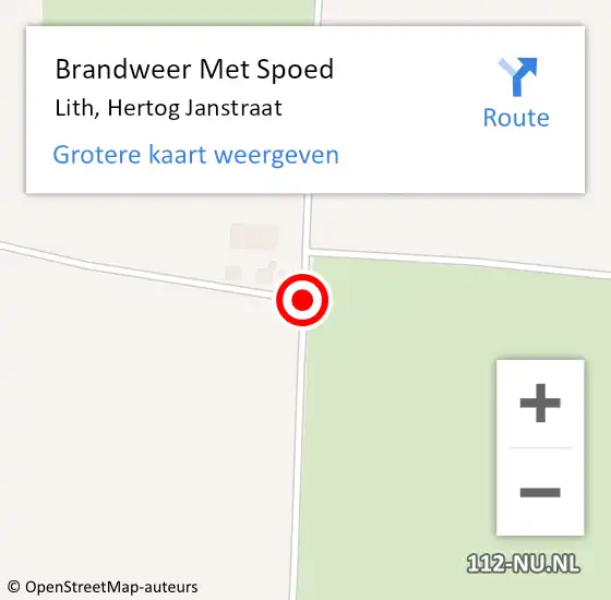 Locatie op kaart van de 112 melding: Brandweer Met Spoed Naar Lith, Hertog Janstraat op 8 augustus 2018 03:44