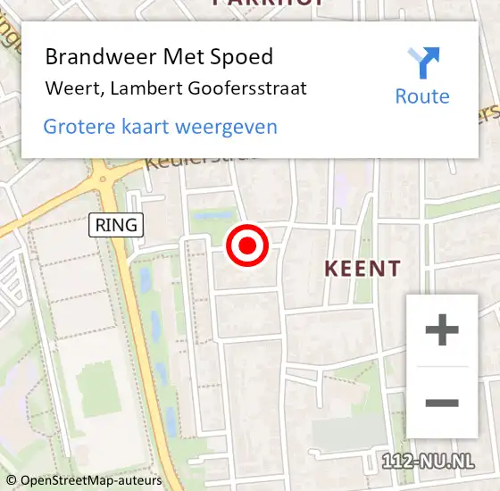 Locatie op kaart van de 112 melding: Brandweer Met Spoed Naar Weert, Lambert Goofersstraat op 8 augustus 2018 04:54