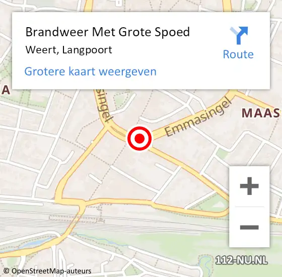 Locatie op kaart van de 112 melding: Brandweer Met Grote Spoed Naar Weert, Langpoort op 8 augustus 2018 05:07