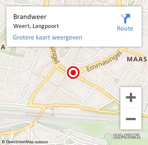 Locatie op kaart van de 112 melding: Brandweer Weert, Langpoort op 8 augustus 2018 05:08