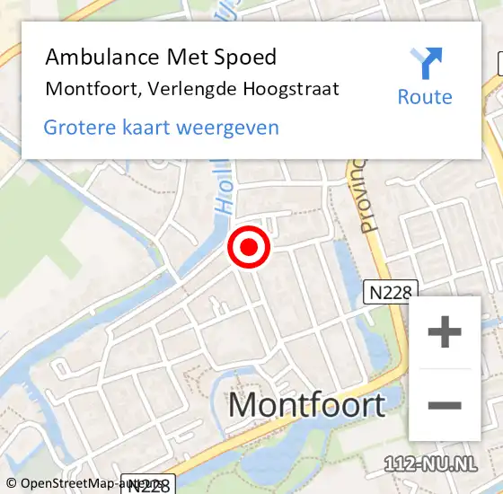 Locatie op kaart van de 112 melding: Ambulance Met Spoed Naar Montfoort, Verlengde Hoogstraat op 8 augustus 2018 06:01