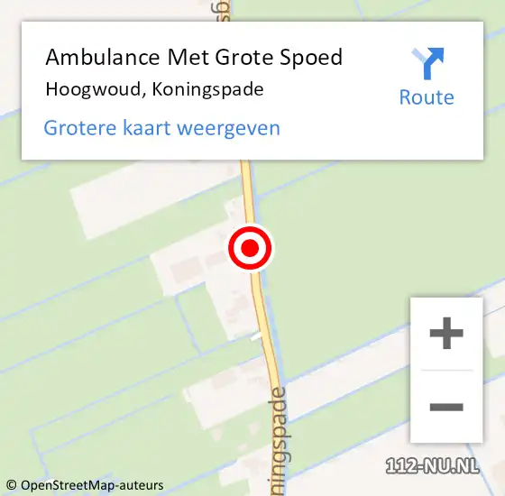 Locatie op kaart van de 112 melding: Ambulance Met Grote Spoed Naar Hoogwoud, Koningspade op 8 augustus 2018 06:32