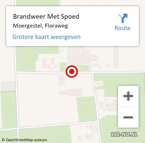 Locatie op kaart van de 112 melding: Brandweer Met Spoed Naar Moergestel, Floraweg op 8 augustus 2018 07:29