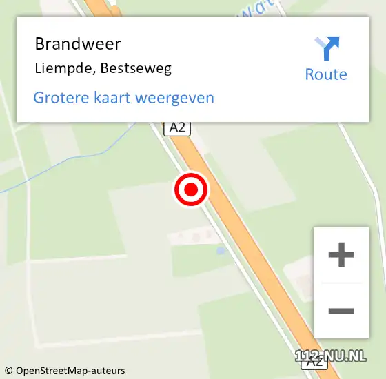 Locatie op kaart van de 112 melding: Brandweer Liempde, Bestseweg op 8 augustus 2018 07:37