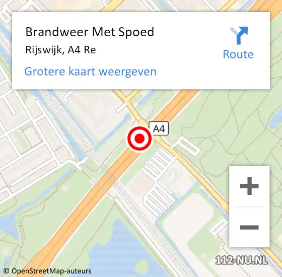 Locatie op kaart van de 112 melding: Brandweer Met Spoed Naar Rijswijk, A4 Re hectometerpaal: 51,3 op 8 augustus 2018 07:40