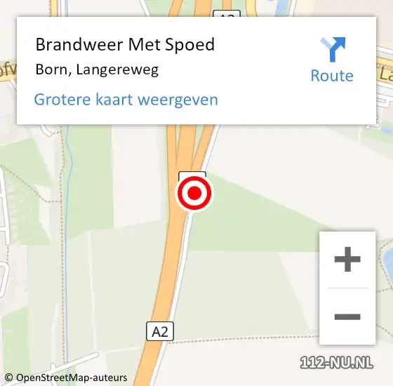 Locatie op kaart van de 112 melding: Brandweer Met Spoed Naar Born, Langereweg op 8 augustus 2018 08:12