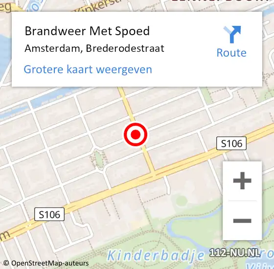 Locatie op kaart van de 112 melding: Brandweer Met Spoed Naar Amsterdam, Brederodestraat op 8 augustus 2018 08:13