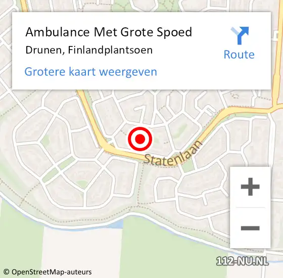 Locatie op kaart van de 112 melding: Ambulance Met Grote Spoed Naar Drunen, Finlandplantsoen op 8 augustus 2018 08:29