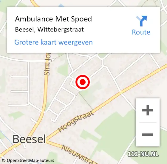 Locatie op kaart van de 112 melding: Ambulance Met Spoed Naar Beesel, Wittebergstraat op 8 augustus 2018 08:50