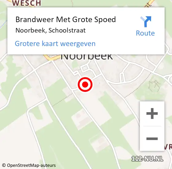 Locatie op kaart van de 112 melding: Brandweer Met Grote Spoed Naar Noorbeek, Schoolstraat op 8 augustus 2018 08:53