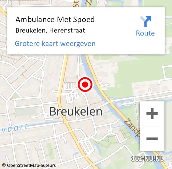 Locatie op kaart van de 112 melding: Ambulance Met Spoed Naar Breukelen, Herenstraat op 8 augustus 2018 08:54