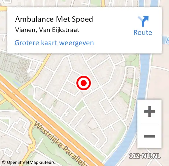 Locatie op kaart van de 112 melding: Ambulance Met Spoed Naar Vianen, Van Eijkstraat op 8 augustus 2018 09:15