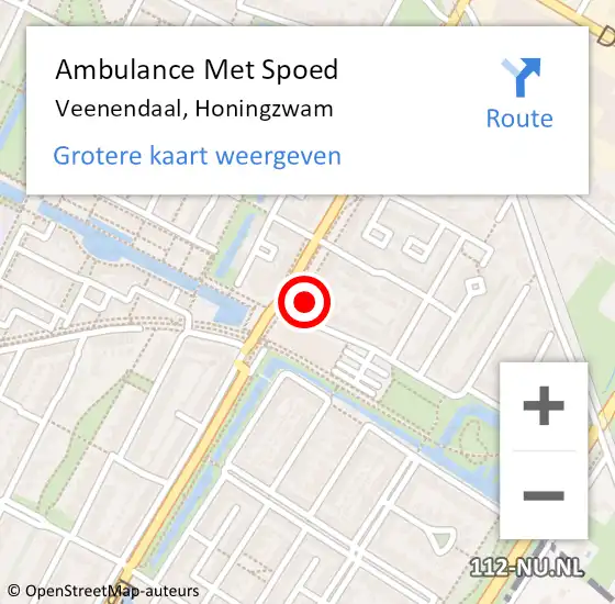 Locatie op kaart van de 112 melding: Ambulance Met Spoed Naar Veenendaal, Honingzwam op 8 augustus 2018 09:21