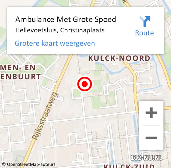 Locatie op kaart van de 112 melding: Ambulance Met Grote Spoed Naar Hellevoetsluis, Christinaplaats op 8 augustus 2018 09:25