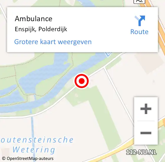 Locatie op kaart van de 112 melding: Ambulance Enspijk, Polderdijk op 8 augustus 2018 09:38