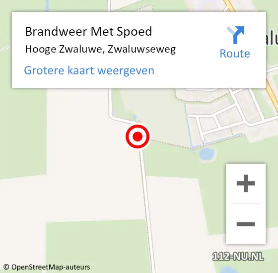 Locatie op kaart van de 112 melding: Brandweer Met Spoed Naar Hooge Zwaluwe, Zwaluwseweg op 8 augustus 2018 10:01