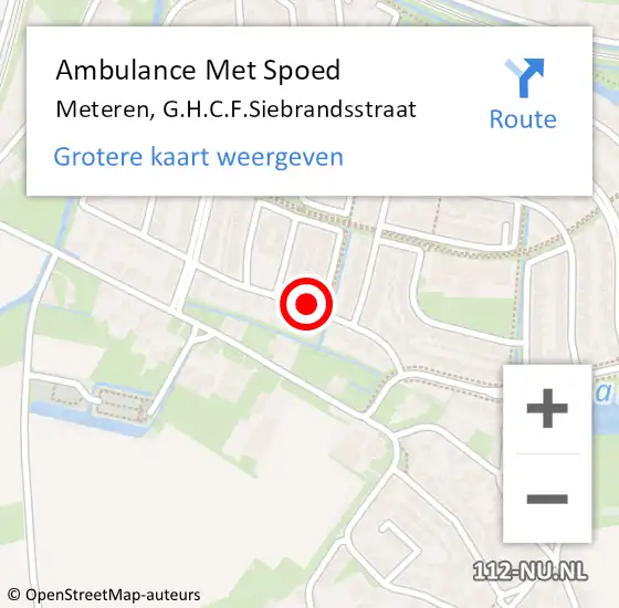 Locatie op kaart van de 112 melding: Ambulance Met Spoed Naar Meteren, G.H.C.F.Siebrandsstraat op 8 augustus 2018 10:17