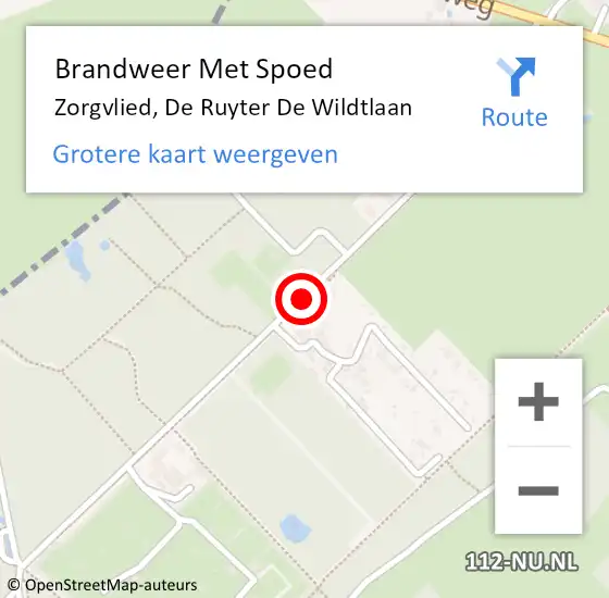 Locatie op kaart van de 112 melding: Brandweer Met Spoed Naar Zorgvlied, De Ruyter De Wildtlaan op 8 augustus 2018 10:20