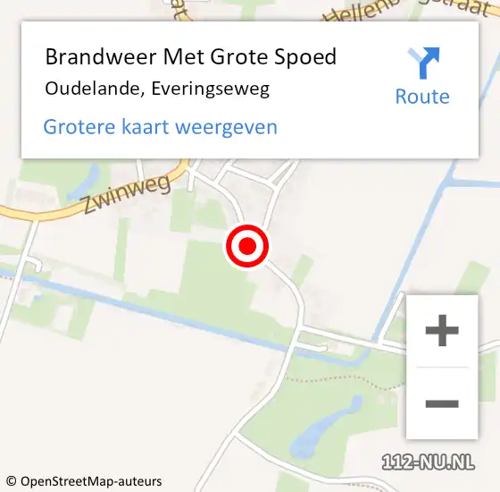 Locatie op kaart van de 112 melding: Brandweer Met Grote Spoed Naar Oudelande, Everingseweg op 8 augustus 2018 10:35