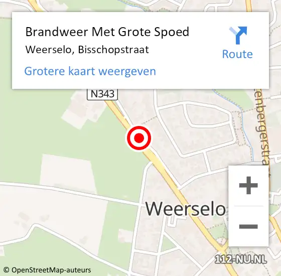 Locatie op kaart van de 112 melding: Brandweer Met Grote Spoed Naar Weerselo, Bisschopstraat op 8 augustus 2018 10:49