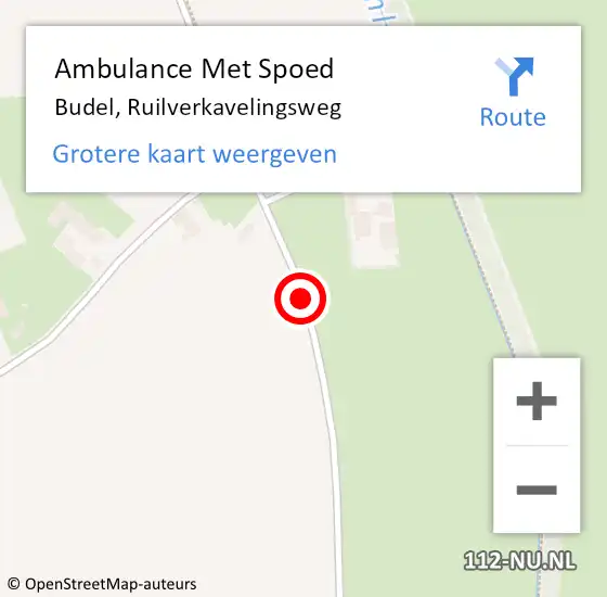 Locatie op kaart van de 112 melding: Ambulance Met Spoed Naar Budel, Ruilverkavelingsweg op 8 augustus 2018 10:53