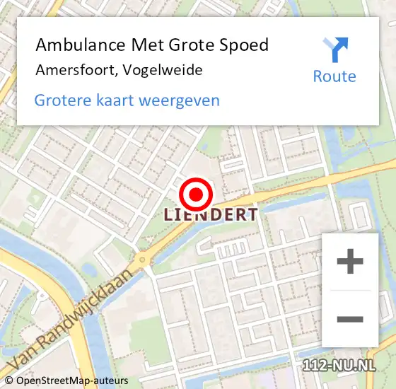 Locatie op kaart van de 112 melding: Ambulance Met Grote Spoed Naar Amersfoort, Vogelweide op 8 augustus 2018 11:10