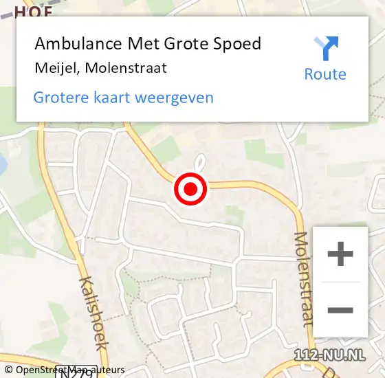 Locatie op kaart van de 112 melding: Ambulance Met Grote Spoed Naar Meijel, Molenstraat op 5 maart 2014 13:14