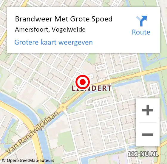 Locatie op kaart van de 112 melding: Brandweer Met Grote Spoed Naar Amersfoort, Vogelweide op 8 augustus 2018 11:22