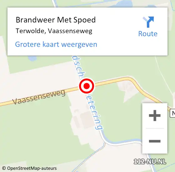 Locatie op kaart van de 112 melding: Brandweer Met Spoed Naar Terwolde, Vaassenseweg op 8 augustus 2018 11:31