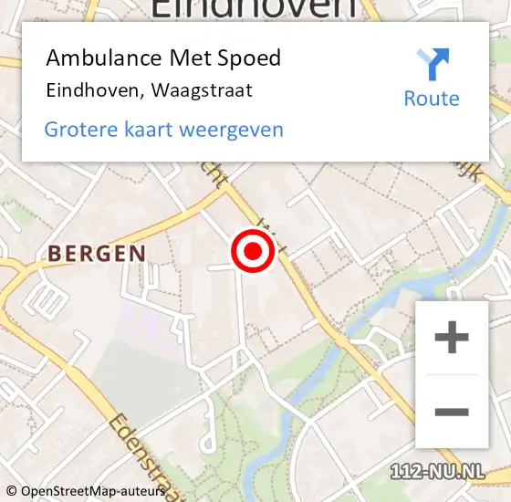 Locatie op kaart van de 112 melding: Ambulance Met Spoed Naar Eindhoven, Waagstraat op 8 augustus 2018 12:12
