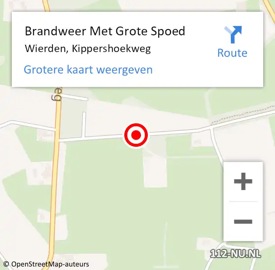 Locatie op kaart van de 112 melding: Brandweer Met Grote Spoed Naar Wierden, Kippershoekweg op 8 augustus 2018 12:23