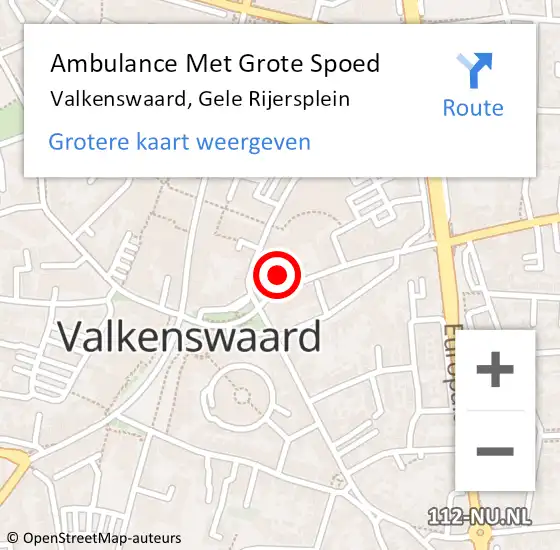 Locatie op kaart van de 112 melding: Ambulance Met Grote Spoed Naar Valkenswaard, Gele Rijersplein op 8 augustus 2018 13:13