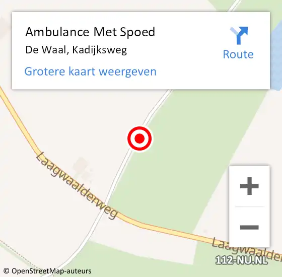 Locatie op kaart van de 112 melding: Ambulance Met Spoed Naar De Waal, Kadijksweg op 8 augustus 2018 14:08