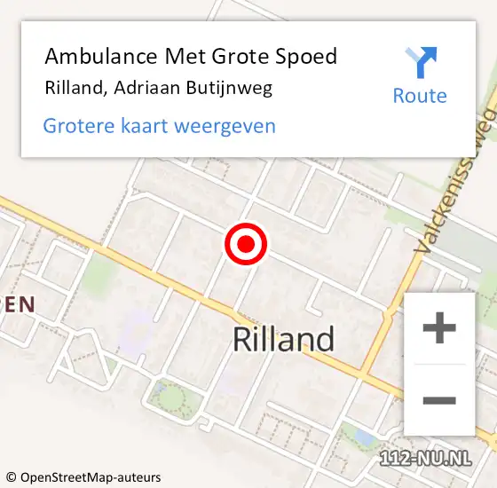 Locatie op kaart van de 112 melding: Ambulance Met Grote Spoed Naar Rilland, Adriaan Butijnweg op 8 augustus 2018 14:28