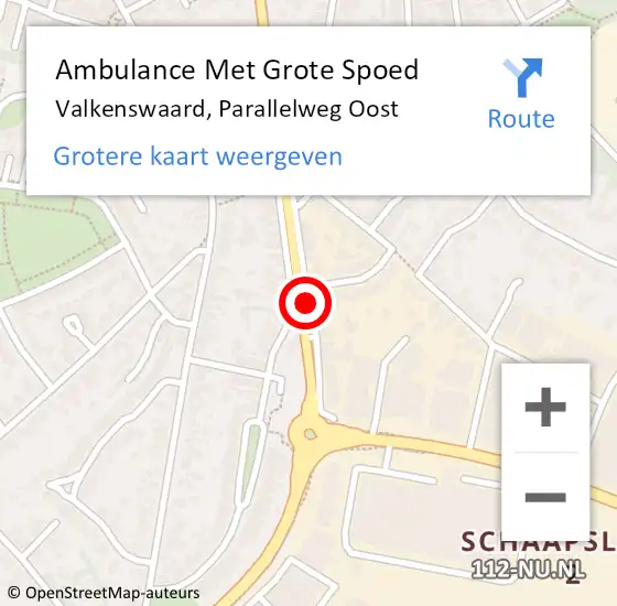 Locatie op kaart van de 112 melding: Ambulance Met Grote Spoed Naar Valkenswaard, Parallelweg Oost op 8 augustus 2018 14:35