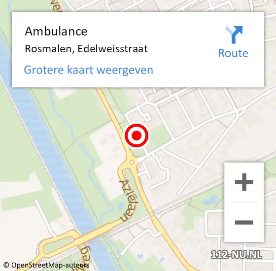 Locatie op kaart van de 112 melding: Ambulance Rosmalen, Edelweisstraat op 8 augustus 2018 14:47