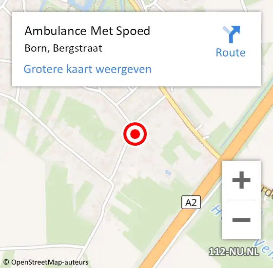 Locatie op kaart van de 112 melding: Ambulance Met Spoed Naar Born, Bergstraat op 5 maart 2014 13:37