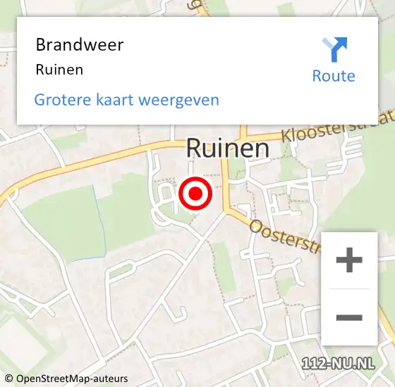 Locatie op kaart van de 112 melding: Brandweer Ruinen op 8 augustus 2018 16:15