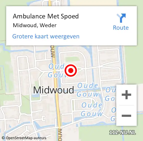 Locatie op kaart van de 112 melding: Ambulance Met Spoed Naar Midwoud, Weder op 8 augustus 2018 16:16