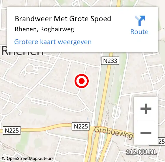 Locatie op kaart van de 112 melding: Brandweer Met Grote Spoed Naar Rhenen, Roghairweg op 8 augustus 2018 16:18