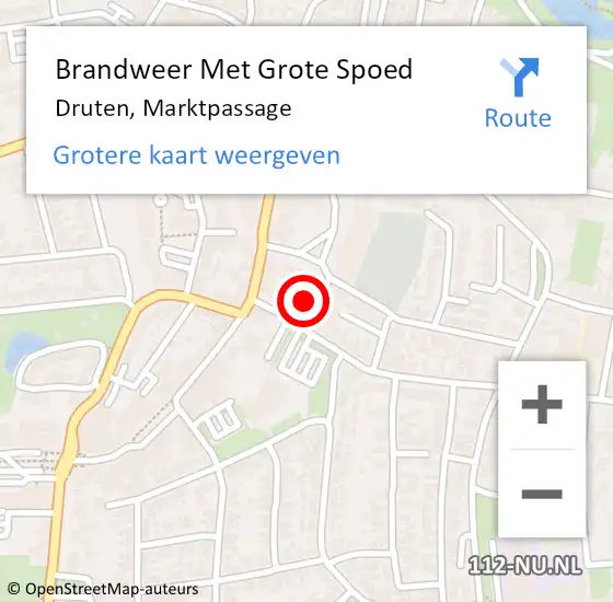 Locatie op kaart van de 112 melding: Brandweer Met Grote Spoed Naar Druten, Marktpassage op 8 augustus 2018 16:29