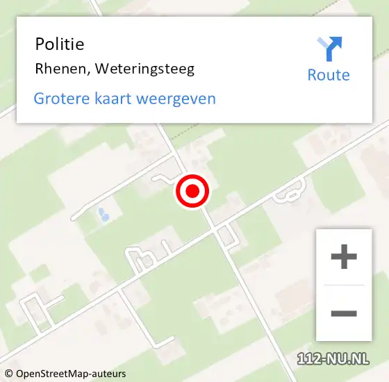 Locatie op kaart van de 112 melding: Politie Rhenen, Weteringsteeg op 8 augustus 2018 16:50