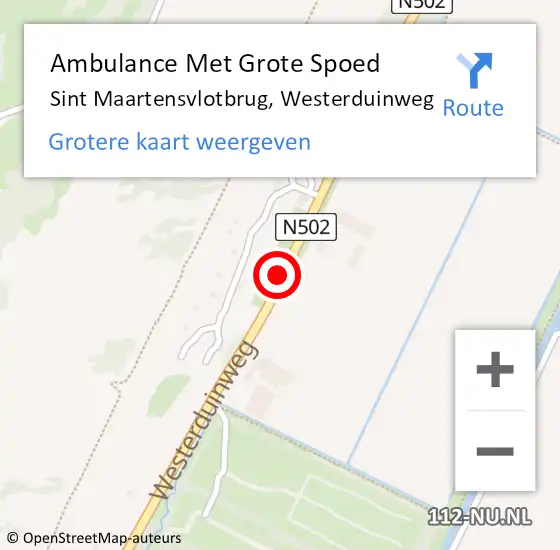 Locatie op kaart van de 112 melding: Ambulance Met Grote Spoed Naar Sint Maartensvlotbrug, Westerduinweg op 8 augustus 2018 18:06