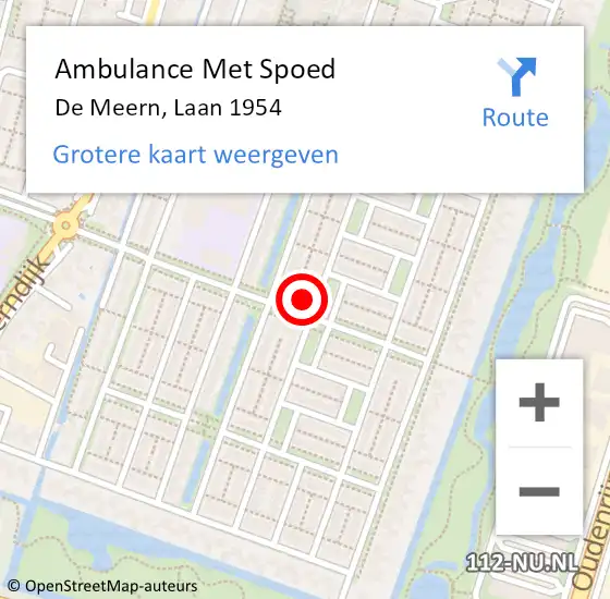 Locatie op kaart van de 112 melding: Ambulance Met Spoed Naar De Meern, Laan 1954 op 8 augustus 2018 18:39