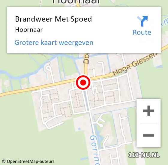 Locatie op kaart van de 112 melding: Brandweer Met Spoed Naar Hoornaar op 8 augustus 2018 19:25