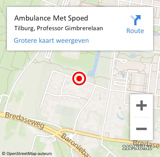 Locatie op kaart van de 112 melding: Ambulance Met Spoed Naar Tilburg, Professor Gimbrerelaan op 8 augustus 2018 19:32