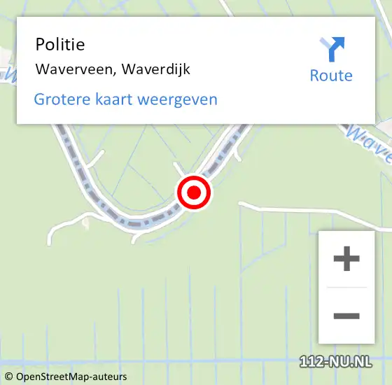 Locatie op kaart van de 112 melding: Politie Waverveen, Waverdijk op 8 augustus 2018 20:20