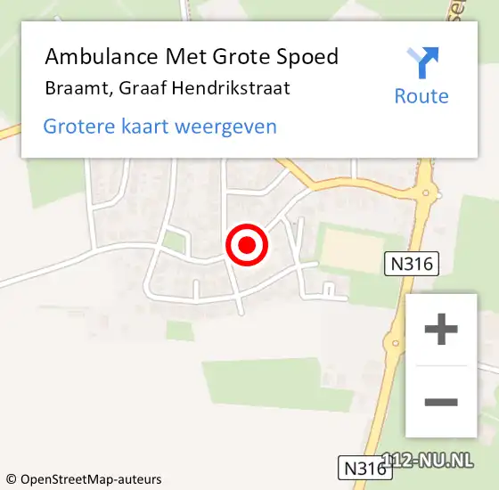 Locatie op kaart van de 112 melding: Ambulance Met Grote Spoed Naar Braamt, Graaf Hendrikstraat op 8 augustus 2018 20:54